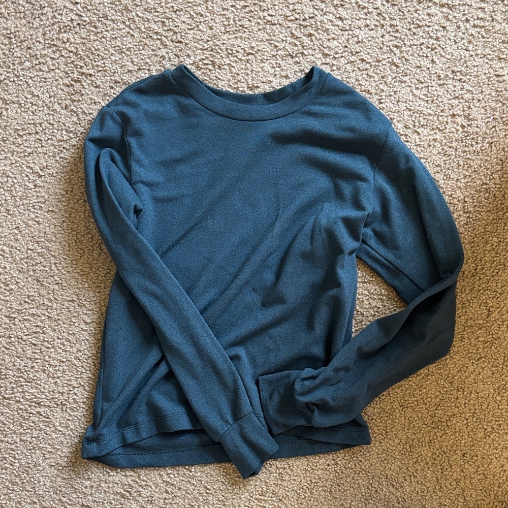 Uniqlo Women's Long-Sleeve Crew Neck Top in Deep Teal